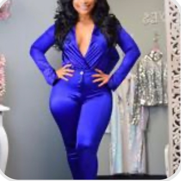 Blue 2 pieces pant and bodysuit - Picture 1 of 1